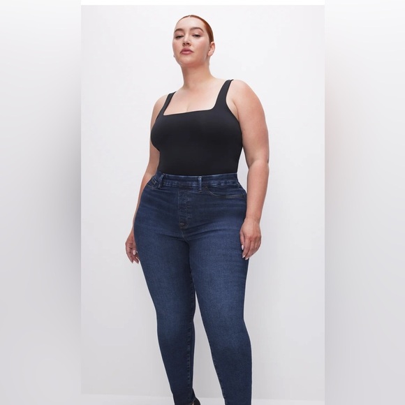 Good American Power Stretch Pull On Dark Blue Straight/ Skinny Jeans 3X - Picture 1 of 12